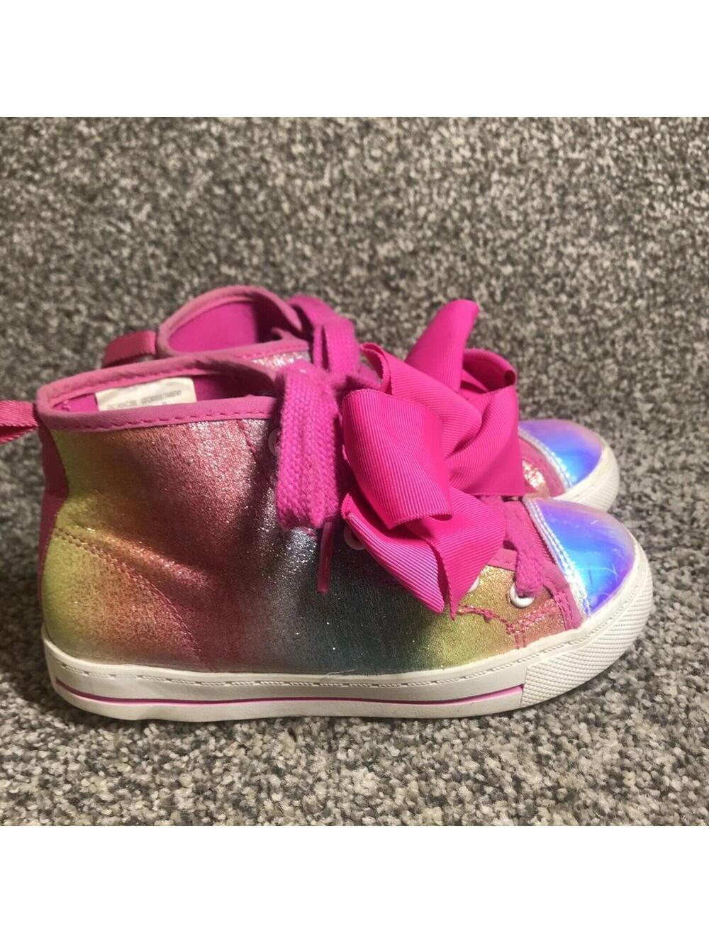 Jojo Siwa Pink Siwa Bow Sneakers Rainbow High Tops Size 12
